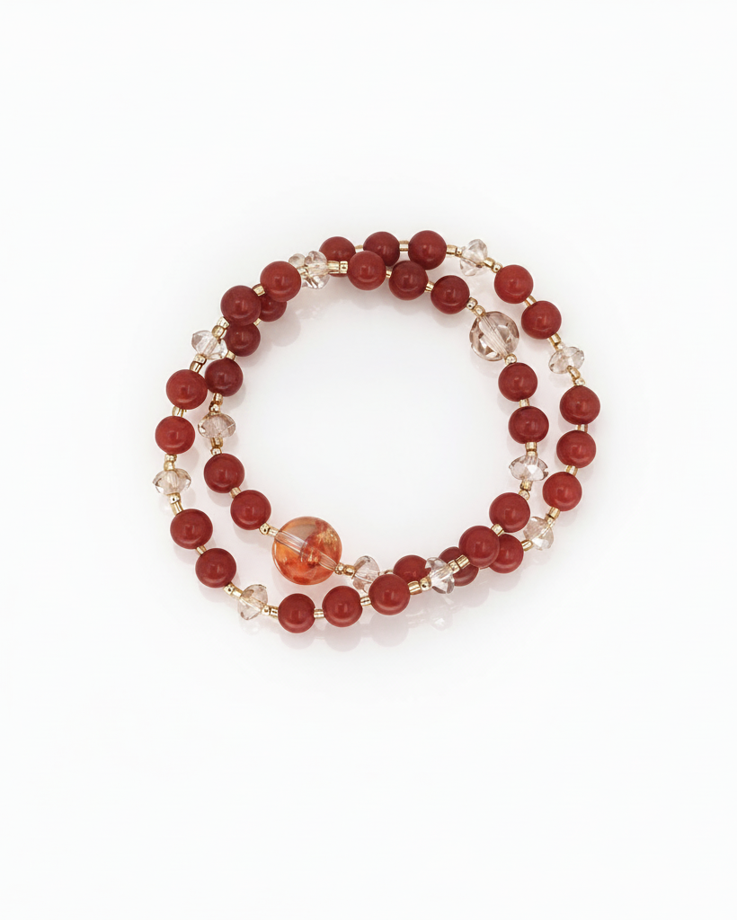 Crimson‑Glow Duo Bracelet